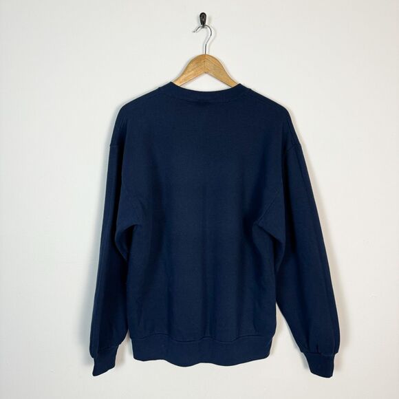 VTG 90s Colorado Winter Christmas Snow Bird Navy Crewneck Sweater - Picture 2 of 4